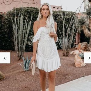 Bouquet Toss Lace Off The Shoulder Pleated Dress